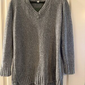 Orvis Heather Gray V-Neck Chenille Ribbed Sweater